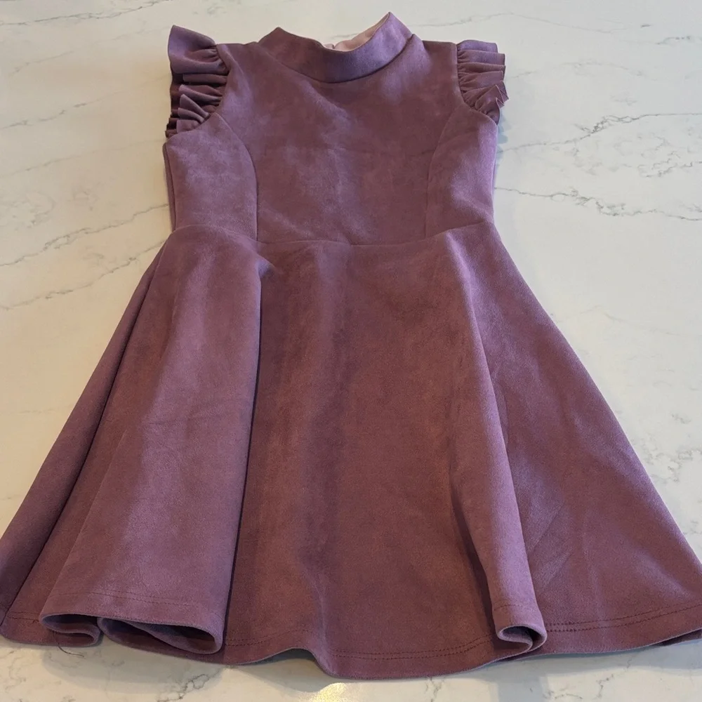 NWOT Charming Purple Kids Dress with Ruffle Sleeves